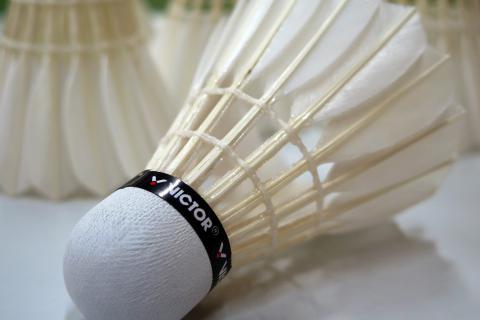 A badminton shuttlecock. The French for "a badminton shuttlecock" is "un volant de badminton". A badminton shuttlecock. The French for "a badminton shuttlecock" is "un volant de badminton".
