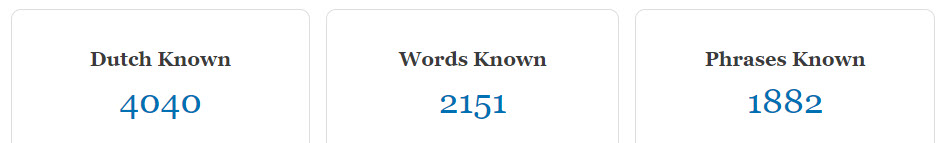 Language known, words known, phrases known