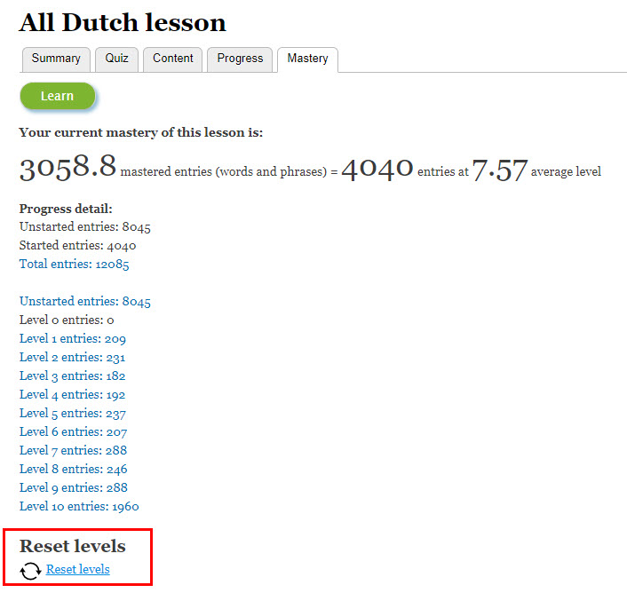 reset All Dutch lesson