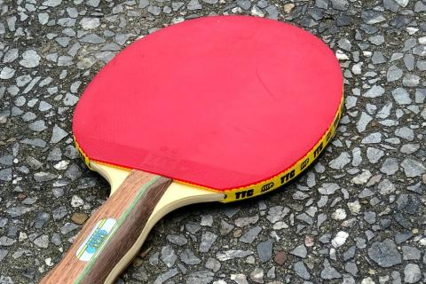 A table tennis bat. The Thai for "a table tennis bat" is "ไม้ปิงปอง". A table tennis bat. The Thai for "a table tennis bat" is "ไม้ปิงปอง".