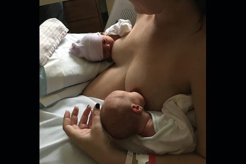 A mother breastfeeding her twins. The Thai for "a mother breastfeeding her twins" is "แม่ให้นมลูกแฝดของเธอ". A mother breastfeeding her twins. The Thai for "a mother breastfeeding her twins" is "แม่ให้นมลูกแฝดของเธอ".